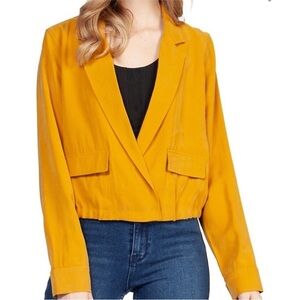 Dex Mustard Yellow Cropped Blazer Lightweight Boho Preppy Small